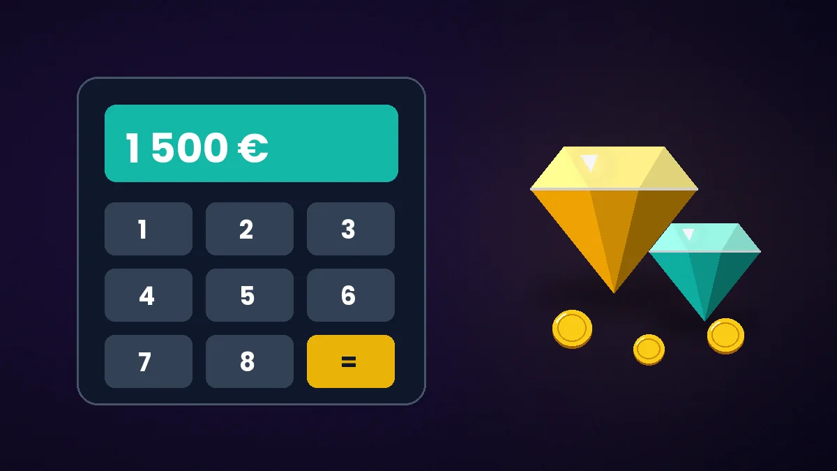 Illustration d'un calculateur à côté de pierres précieuses