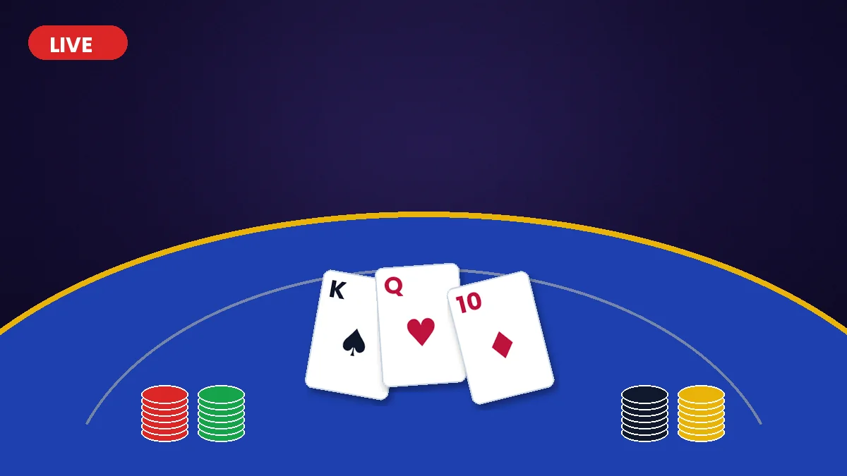 Illustration d'une table de jeu en direct avec cartes et jetons